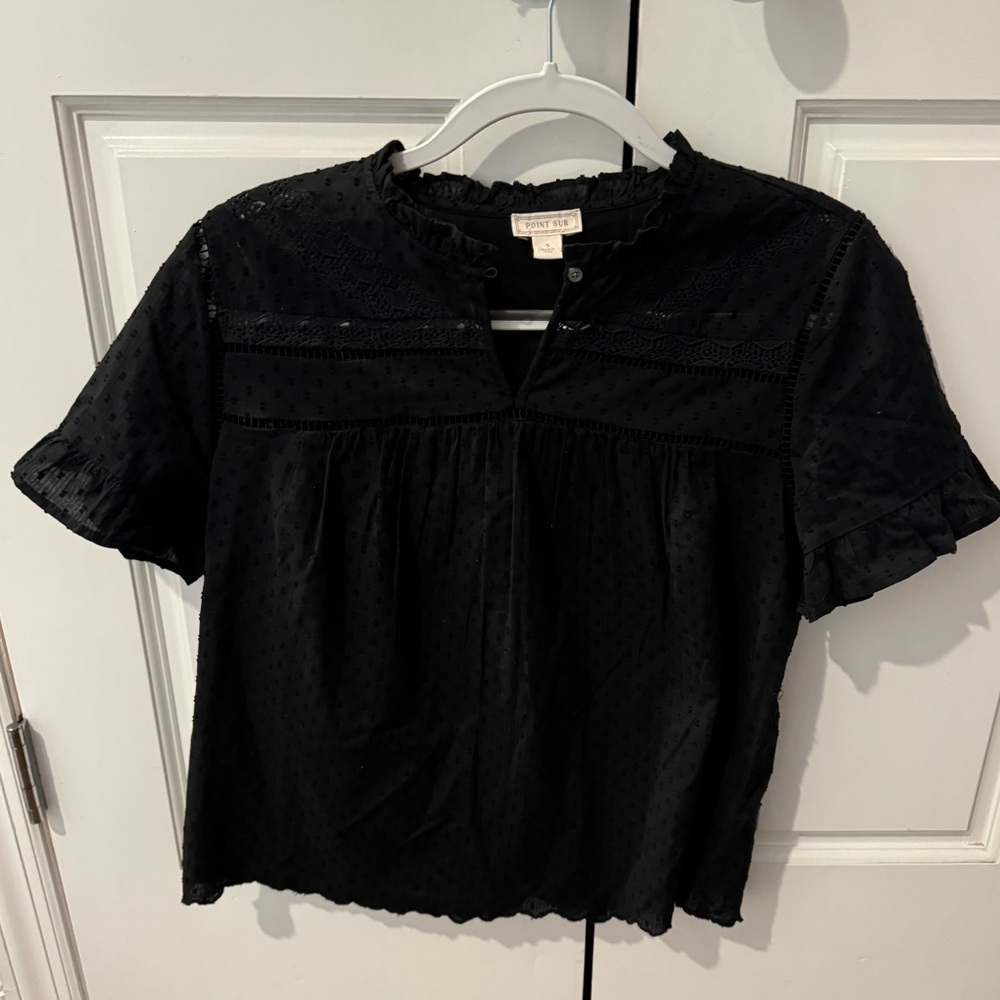 J. CREW POINT SUR short sleeve eyelet blouse